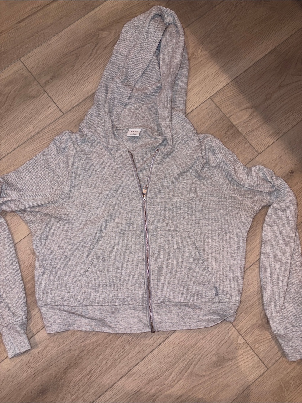 TNA Waffle Zip-Up Hoodie - Light Gray